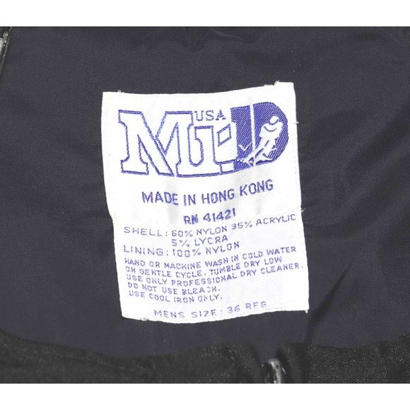 Vintage Mr D Black Stretch Ski Bib Nylon Acrylic Lycra Pants Mens‎ Size 36 Reg - Picture 9 of 13